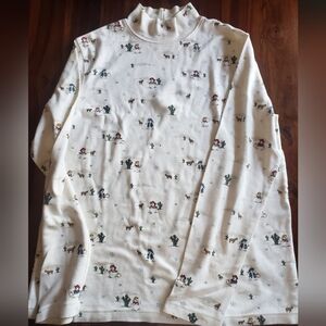 Croft & Barrow Long Sleeve Mock Neck Cowboy Snowman Christmas Long Sleeve